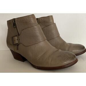 Kork-Ease Gray Taupe Sz 9M Leather Isa Side Zip Factory Distressed Boot